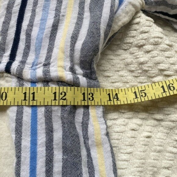 Blue Island Size XS Striped Cover-Up W/ Tassel Trim Sleeves White/Blue/Yellow - Picture 6 of 8